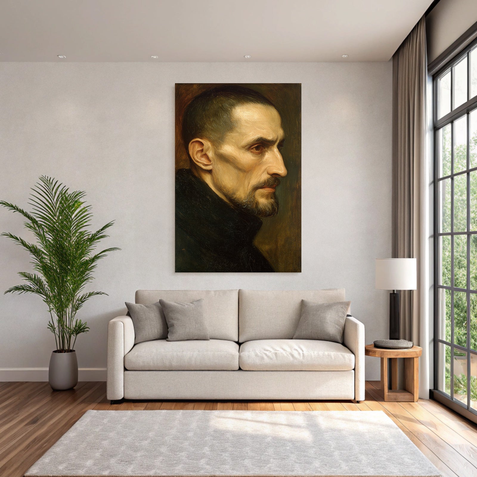 Es Portraet Eines Mannes Mit Somberem Ausdruck