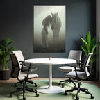 Flaurige Landschaft Frau Horse Zarte Verbindung Im Nebel