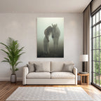 Flaurige Landschaft Frau Horse Zarte Verbindung Im Nebel