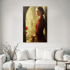 Woman Portrait Red Dress Vintage Style