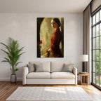 Woman Portrait Red Dress Vintage Style