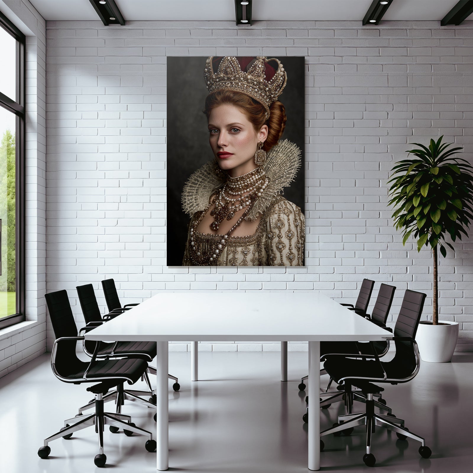 Historisches Kostuem Mit Kronen Und Schmuck In Eleganter Haarstellung