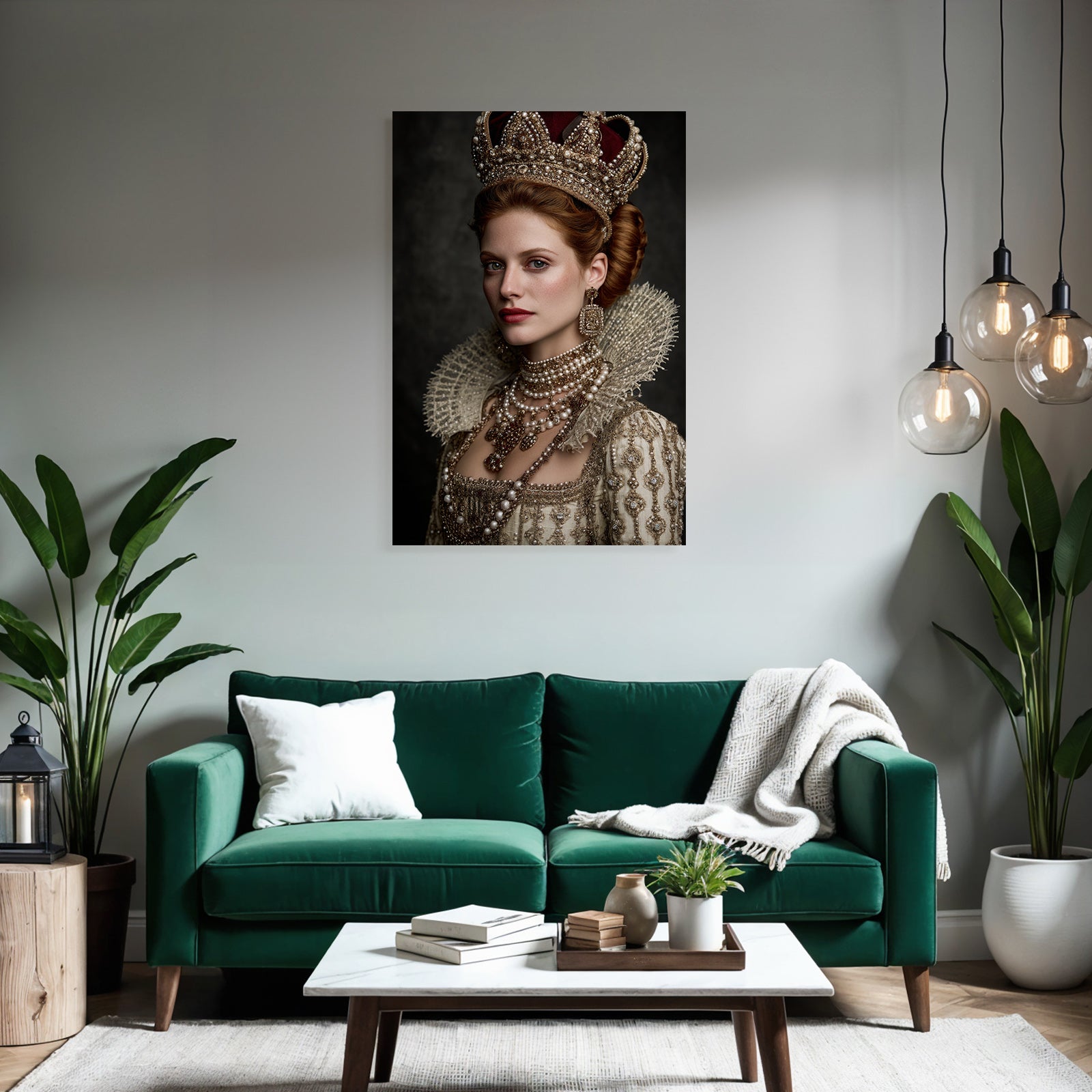 Historisches Kostuem Mit Kronen Und Schmuck In Eleganter Haarstellung