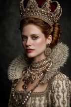 Historisches Kostuem Mit Kronen Und Schmuck In Eleganter Haarstellung | Klassisch | Einrichtungsstile