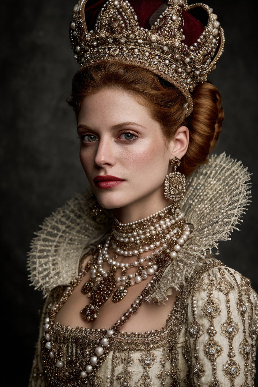 Historisches Kostuem Mit Kronen Und Schmuck In Eleganter Haarstellung | Klassisch | Einrichtungsstile