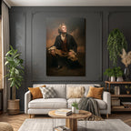 Historisches Portraet Person In Dramatischer Pose Mit Welligem Haar