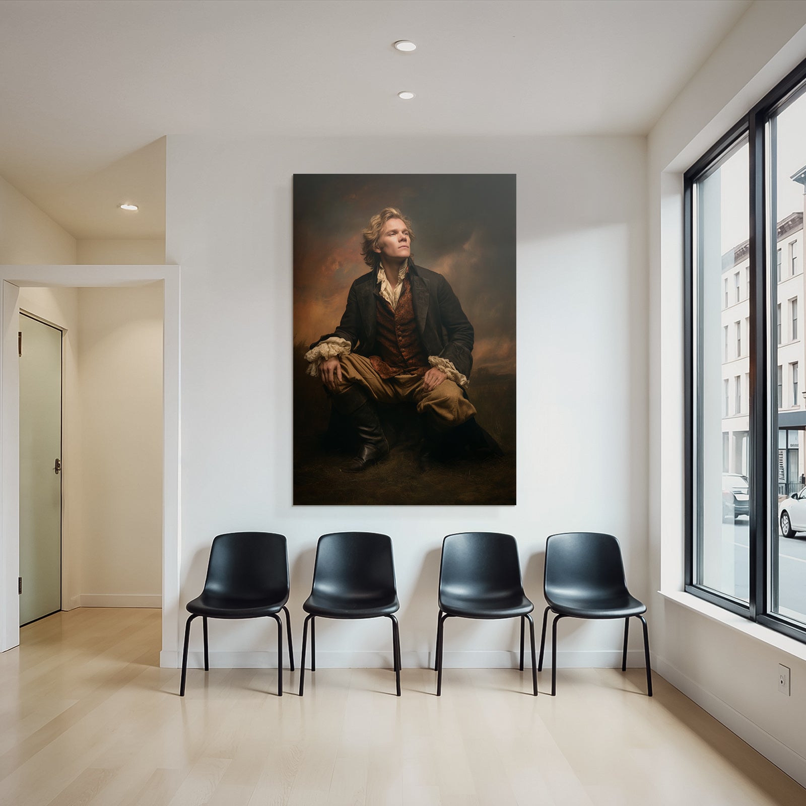 Historisches Portraet Person In Dramatischer Pose Mit Welligem Haar