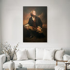 Historisches Portraet Person In Dramatischer Pose Mit Welligem Haar