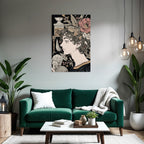 Juenger Mann Mit Locken Blumen Und Klaasischen Elementen