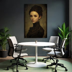 Young Woman Elegant Portrait Vintage Style Dark Dress