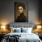 Young Woman Elegant Portrait Vintage Style Dark Dress