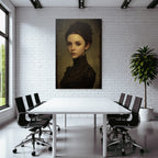 Young Woman Elegant Portrait Vintage Style Dark Dress