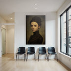 Young Woman Elegant Portrait Vintage Style Dark Dress