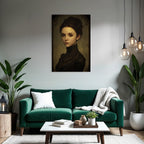 Young Woman Elegant Portrait Vintage Style Dark Dress