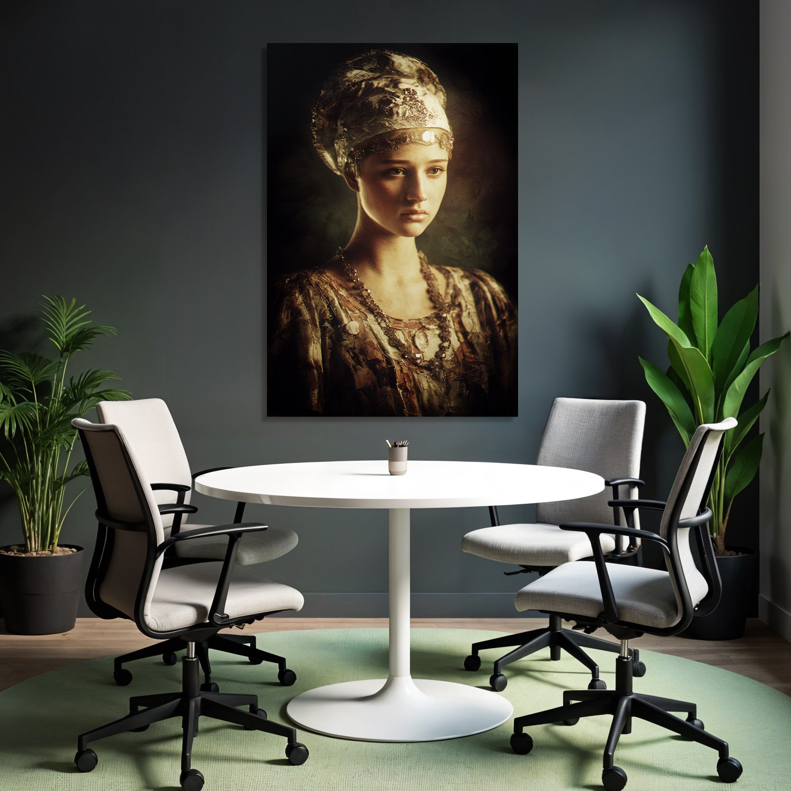 Junge Frau Portrait Historischer Stil Mit Juwelen