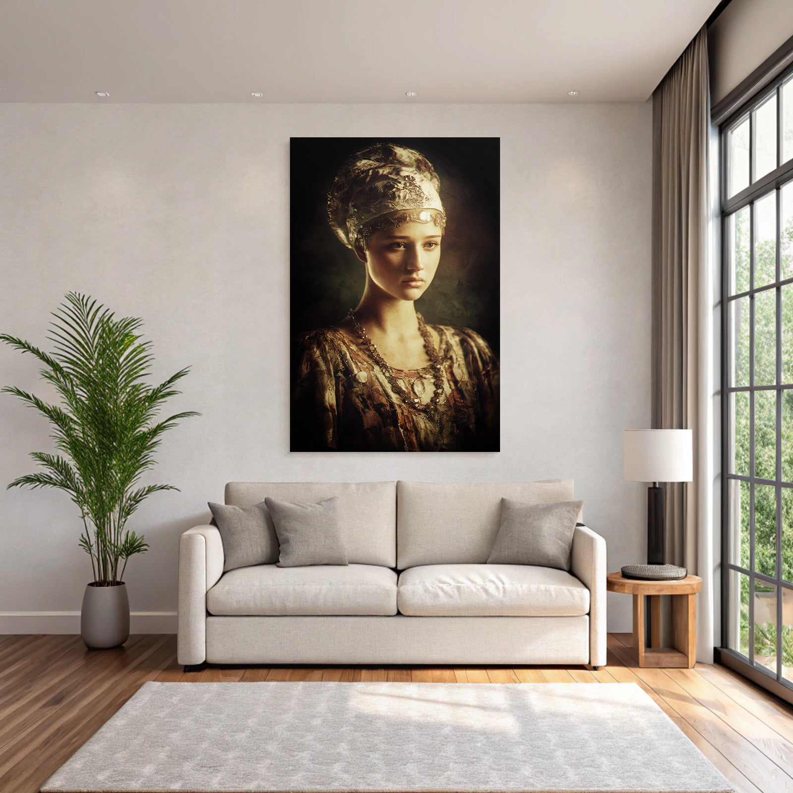 Junge Frau Portrait Historischer Stil Mit Juwelen