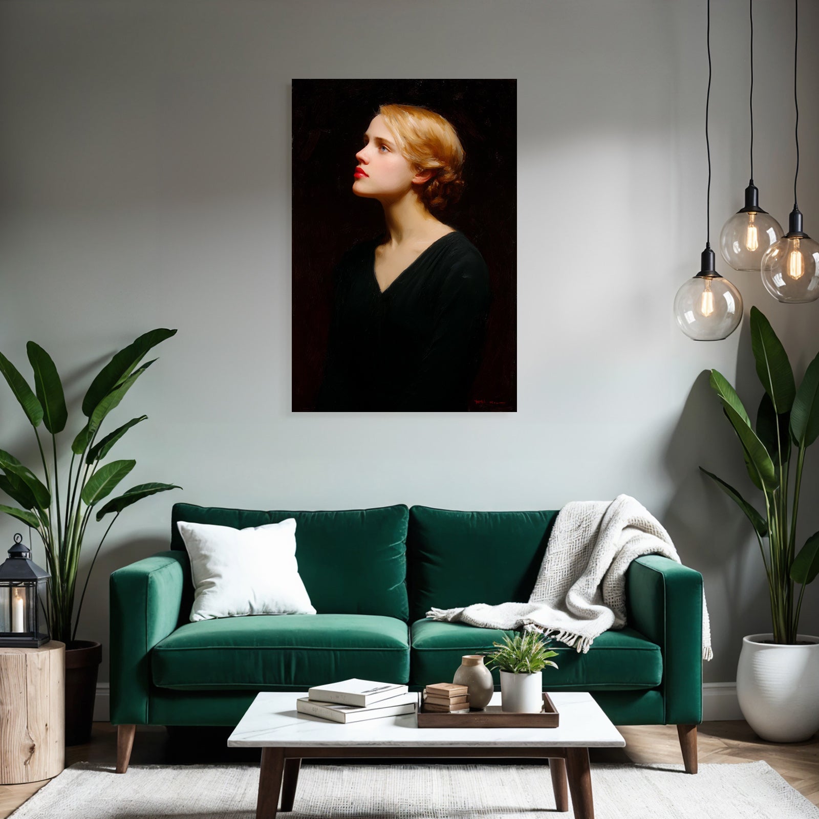 Junge Frau Portrait Profilansicht Mit Weichem Licht Und Dunklem Hintergrund