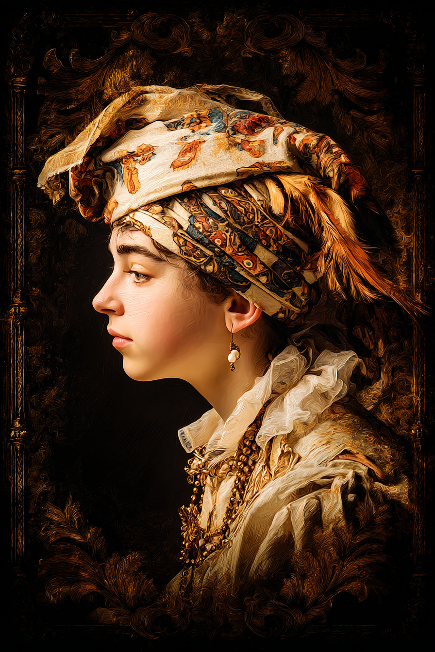 Junge Person Ornate Bekleidung Kopfbedeckung Digitale Kunst | Klassisch | Einrichtungsstile