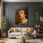 Junger Mann Mit Lockigem Haar Portrait Kunst Bild