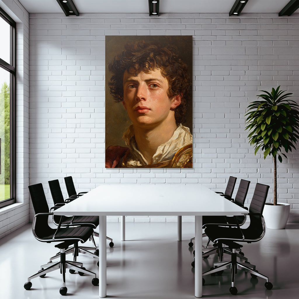 Junger Mann Mit Lockigem Haar Portrait Kunst Bild
