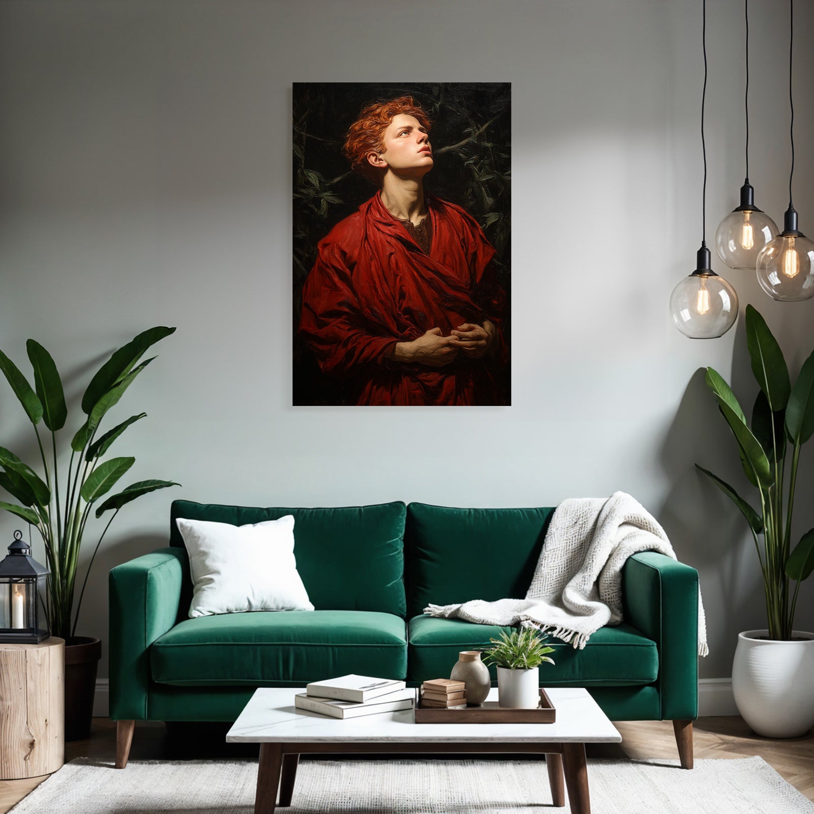 Junger Mensch Mit Rotem Haar Und Roberte Auf Dunklem Hintergrund