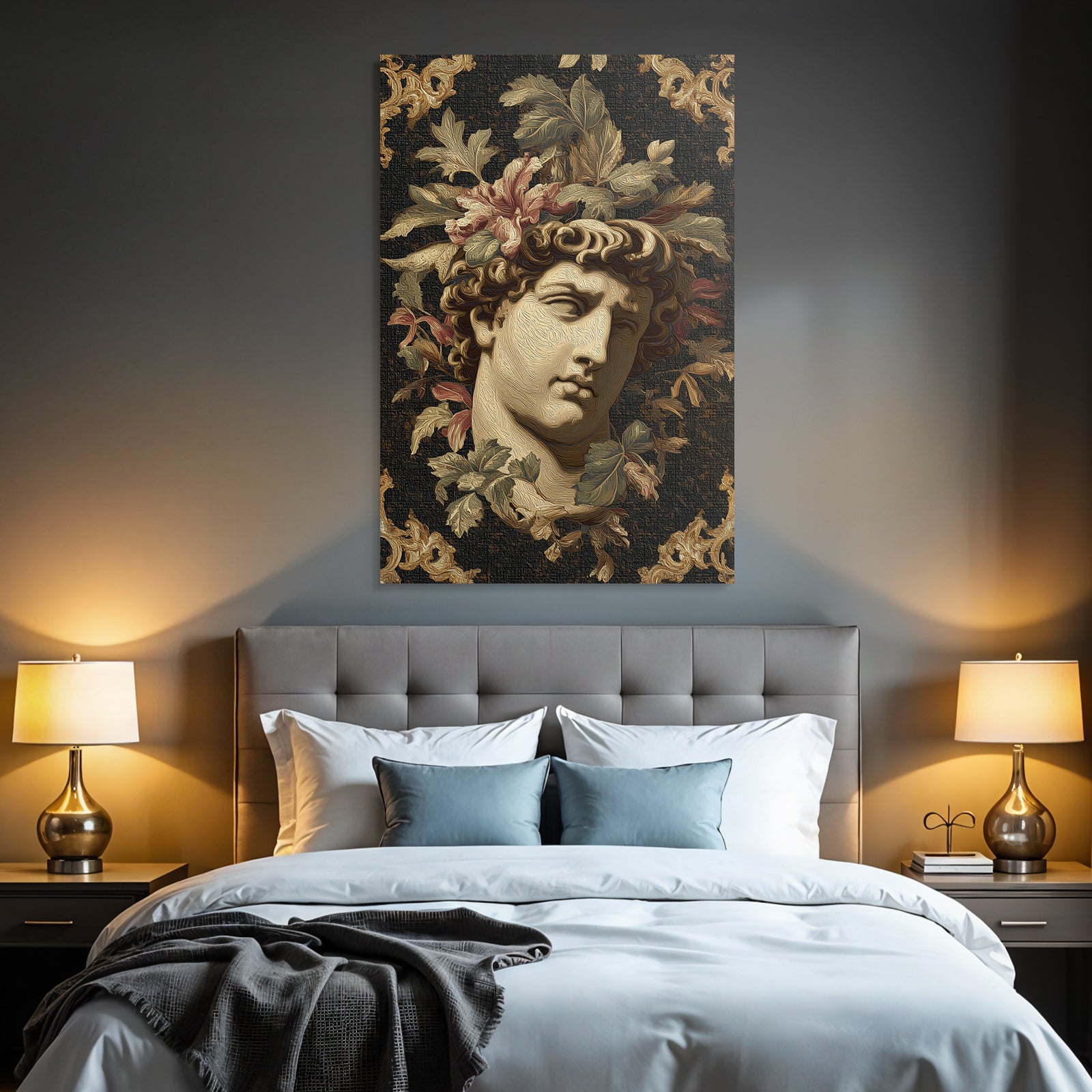 Kuenstlerische Darstellung Der Kunstvollen Bueste Mit Blumenmotiven