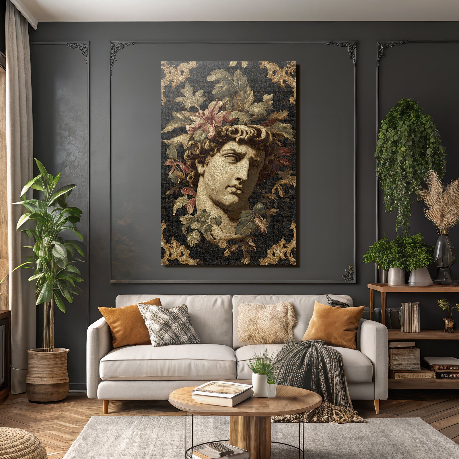 Kuenstlerische Darstellung Der Kunstvollen Bueste Mit Blumenmotiven