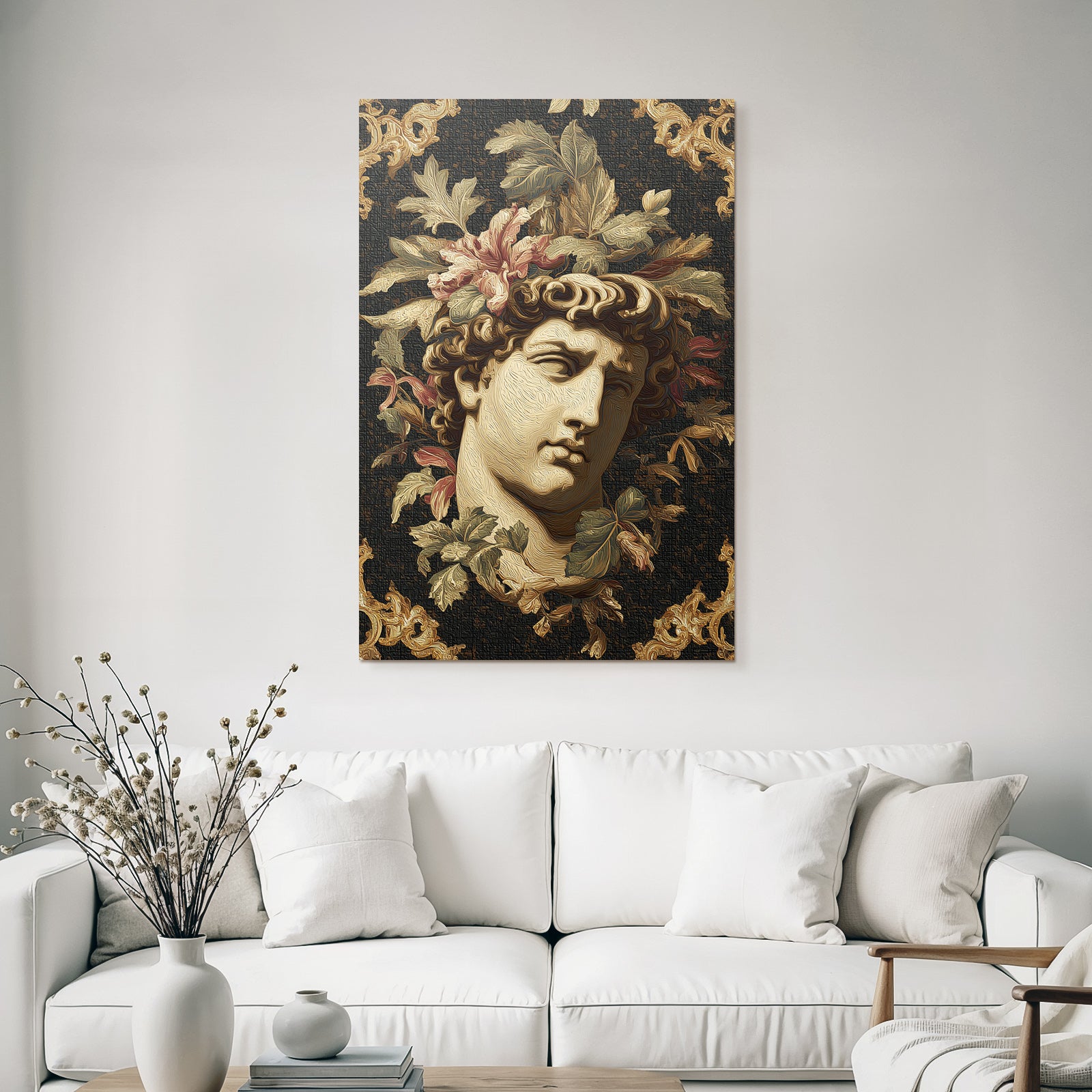 Kuenstlerische Darstellung Der Kunstvollen Bueste Mit Blumenmotiven