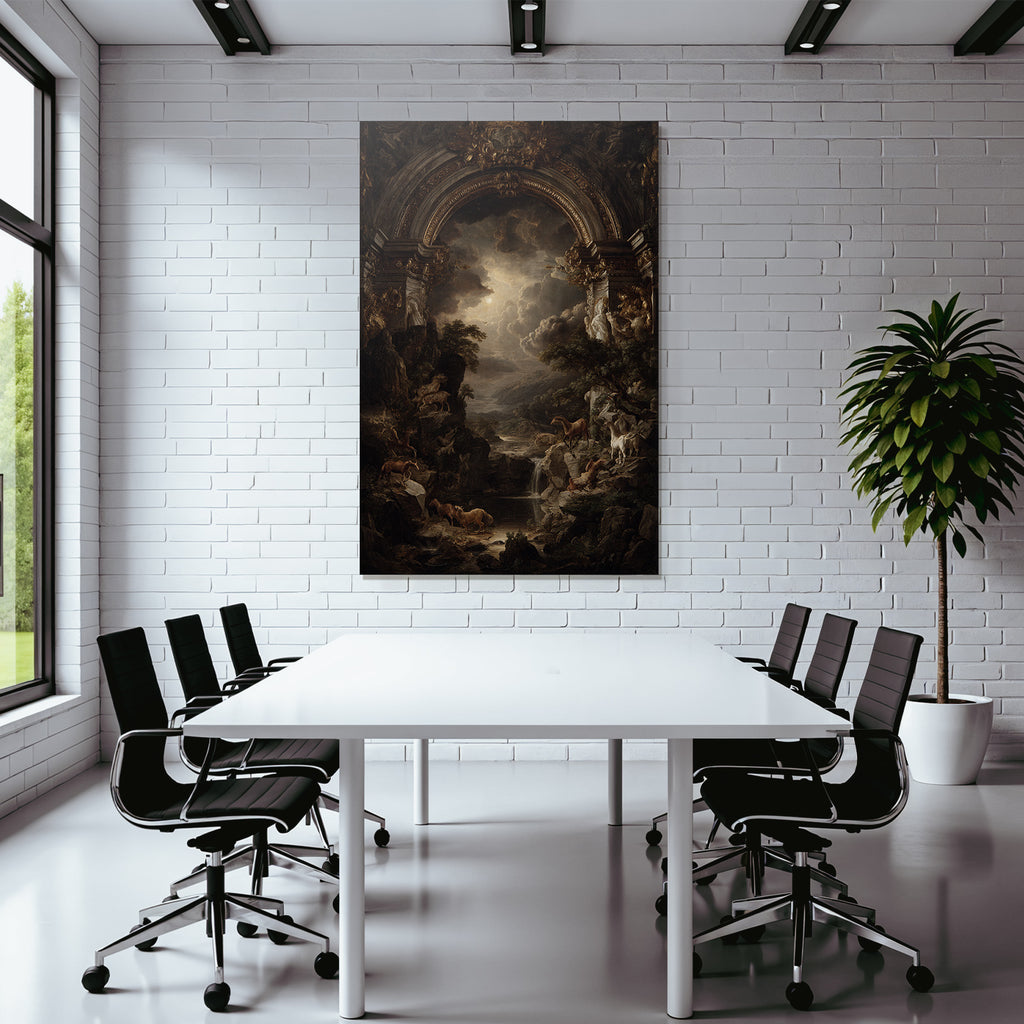 Kuenstlerische Landschaft Mit Bogen Und Tieren