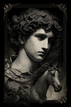 Maennlicher Figuren Portrait Mit Pferdekopf Und Blumen Kunstwerk | Klassisch | Einrichtungsstile