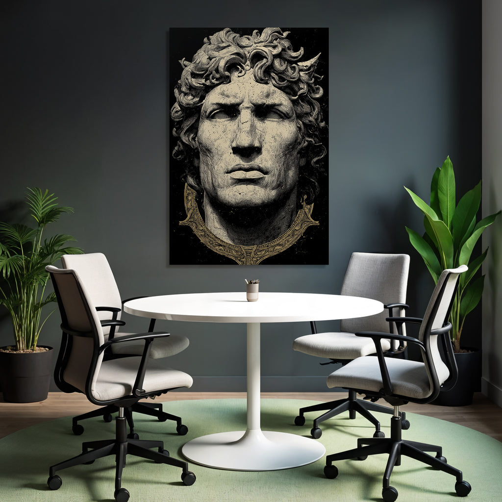 Maennliches Gesicht Skulptur Starkes Ausdrucksvoll Kollege Zeichnung
