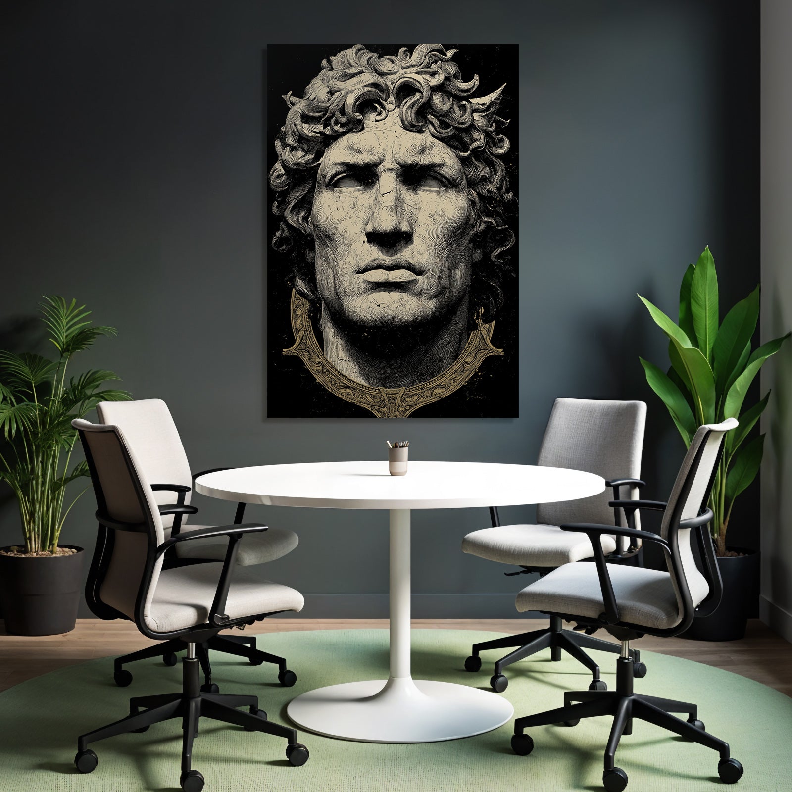 Maennliches Gesicht Skulptur Starkes Ausdrucksvoll Kollege Zeichnung