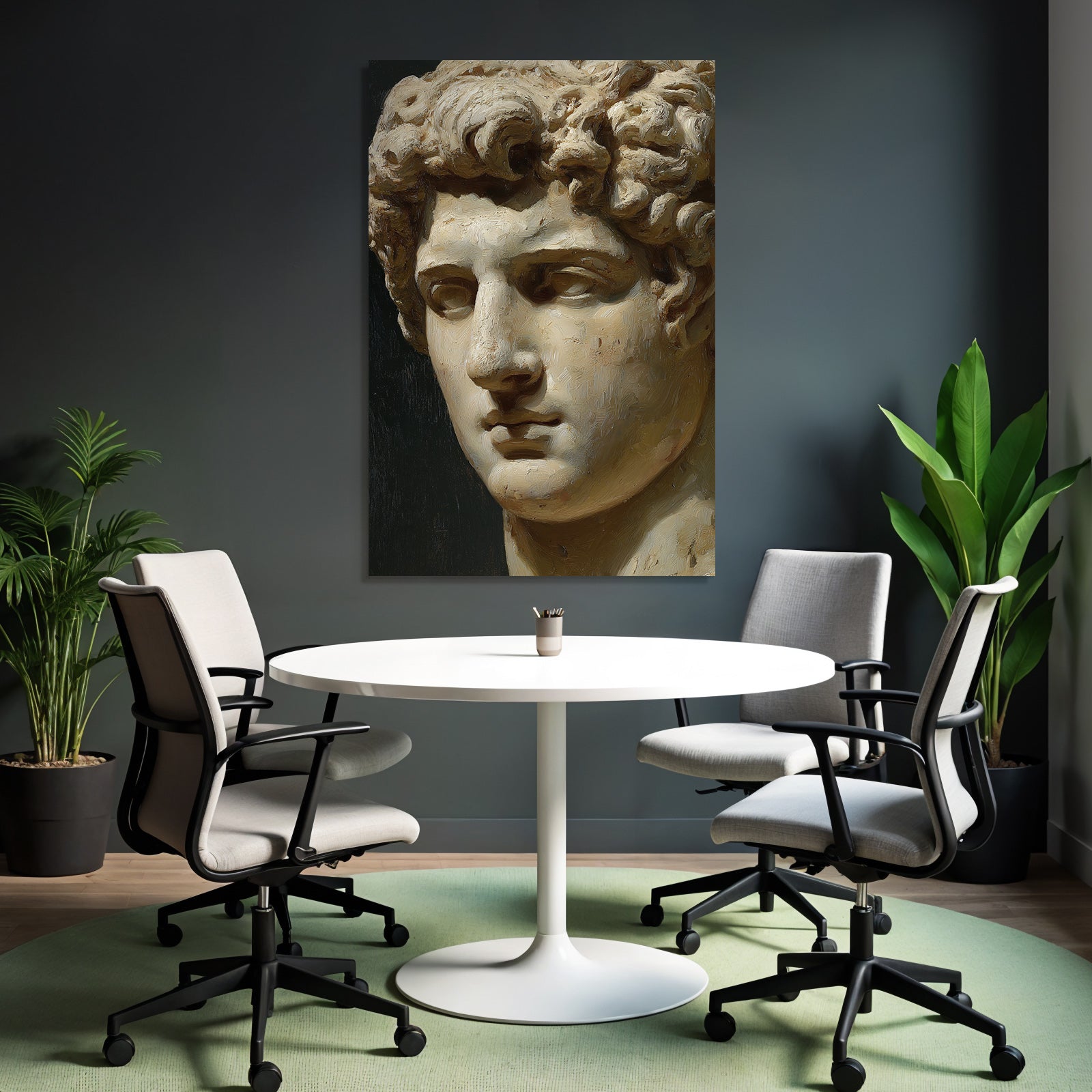 Naheaufnahme E Skulptur Maennlicher Figur Lockiges Haar