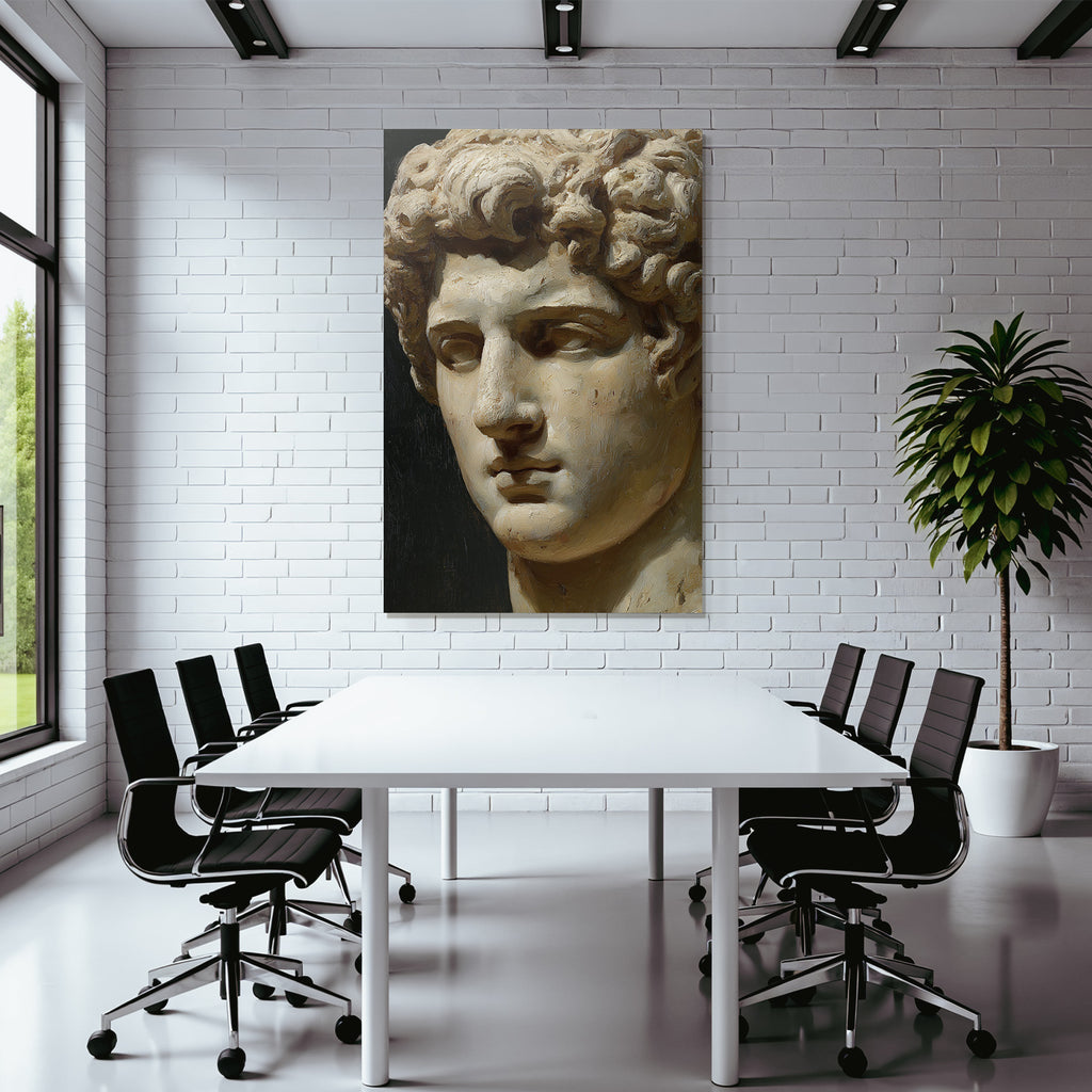 Naheaufnahme E Skulptur Maennlicher Figur Lockiges Haar