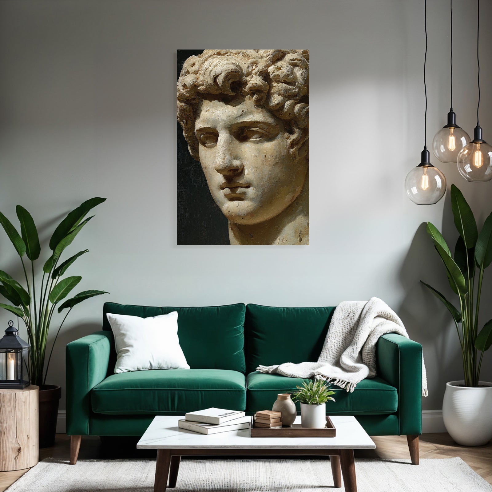 Naheaufnahme E Skulptur Maennlicher Figur Lockiges Haar