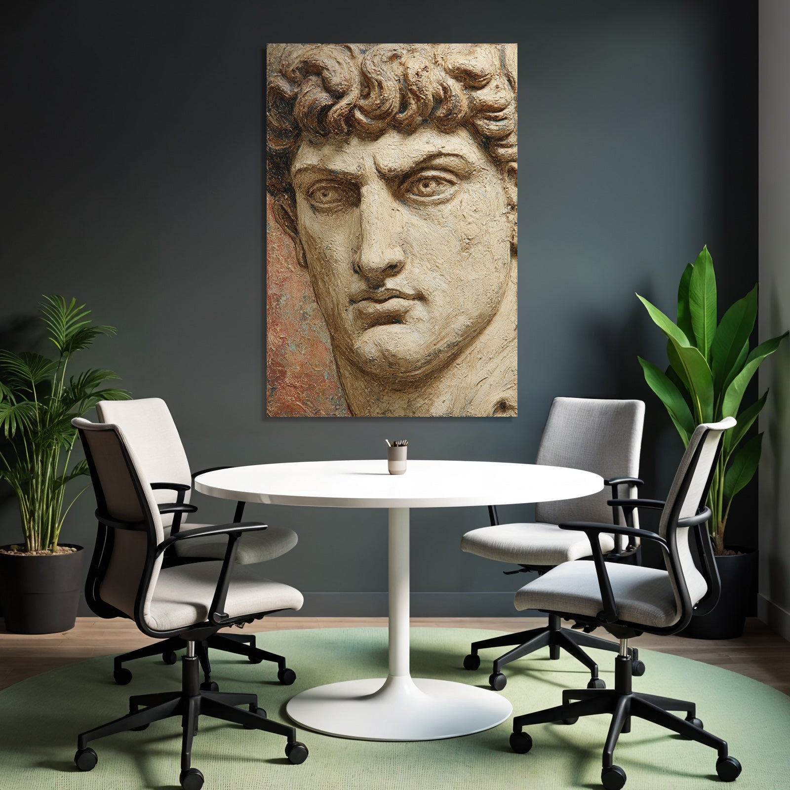 Naheaufnahme Skulptur Portrait Mannerliches Gestalt Mit Lockigem Haar