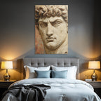 Naheaufnahme Skulptur Portrait Mannerliches Gestalt Mit Lockigem Haar
