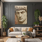 Naheaufnahme Skulptur Portrait Mannerliches Gestalt Mit Lockigem Haar