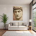 Naheaufnahme Skulptur Portrait Mannerliches Gestalt Mit Lockigem Haar