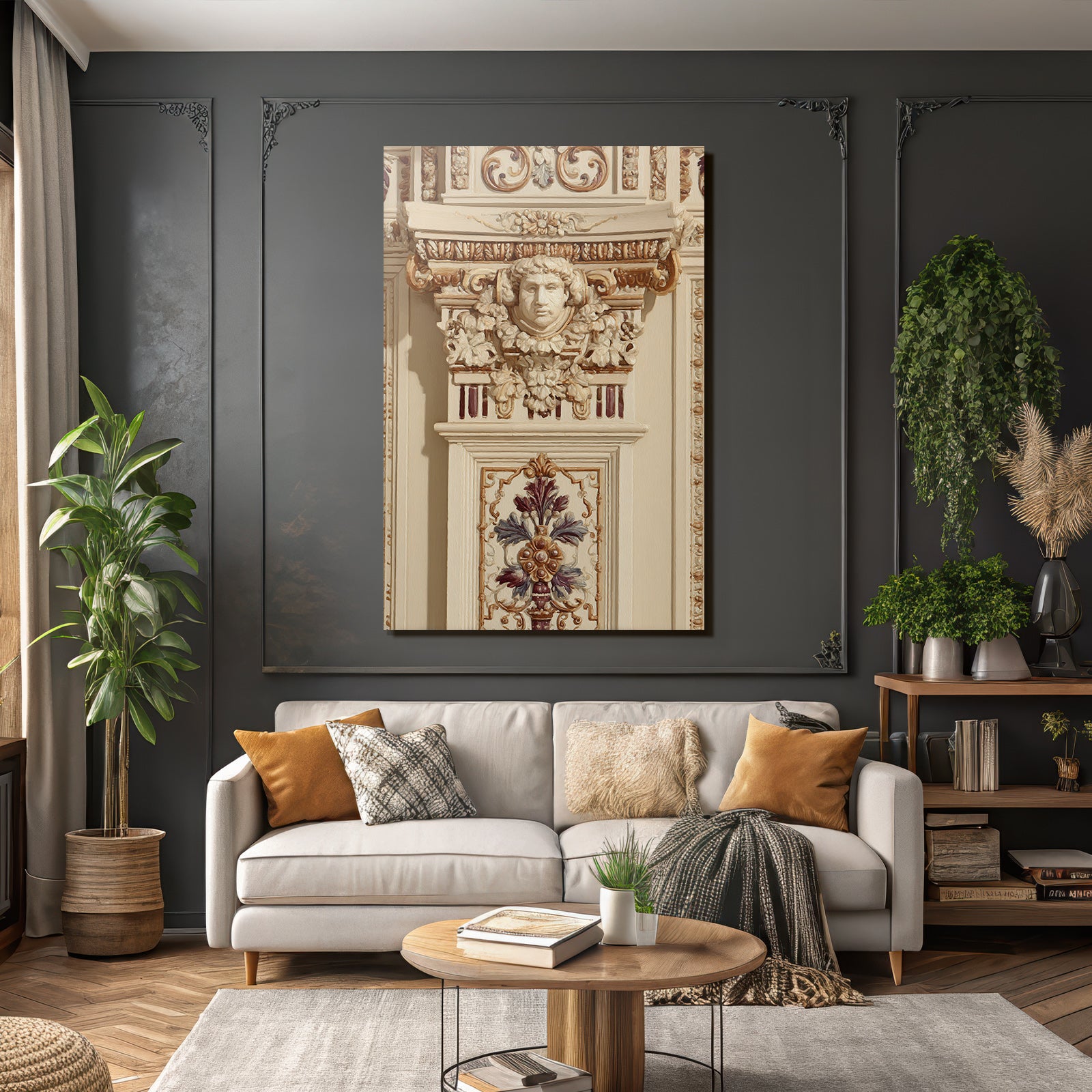 Ornate Architectural Decoration Mit Flora Und Relief Detail