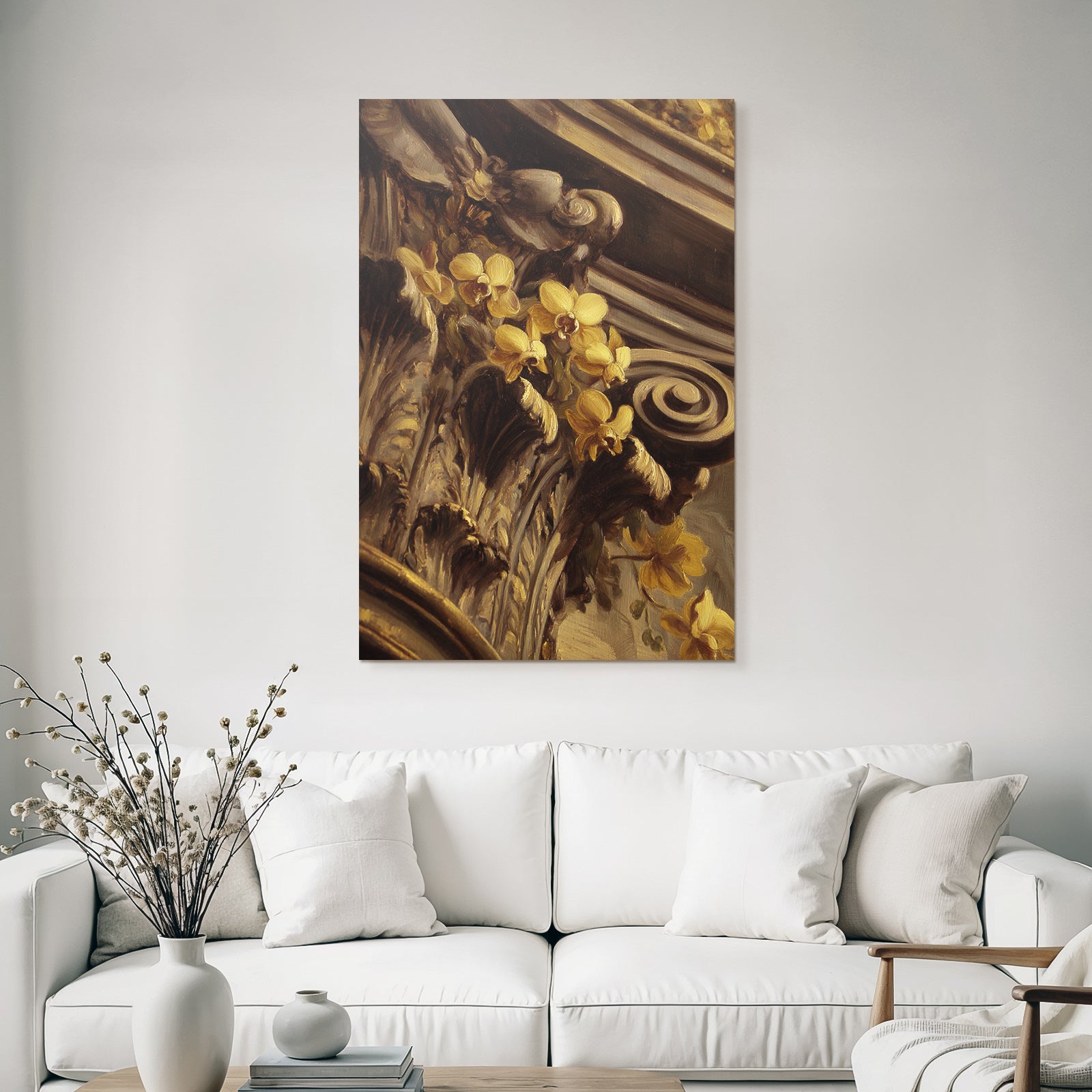 Ornate Architectural Detail Mit Verzierten Blumen Und Blattwerk