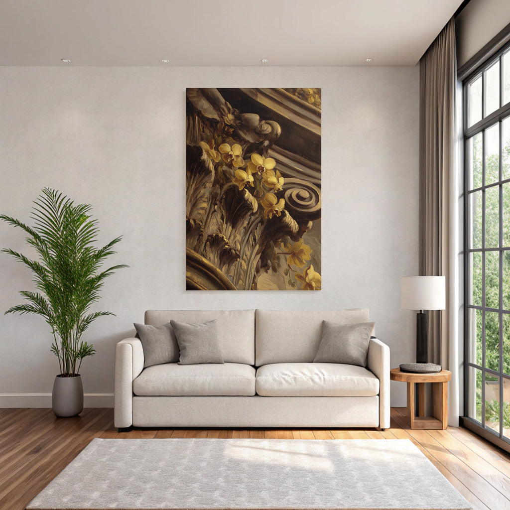 Ornate Architectural Detail Mit Verzierten Blumen Und Blattwerk