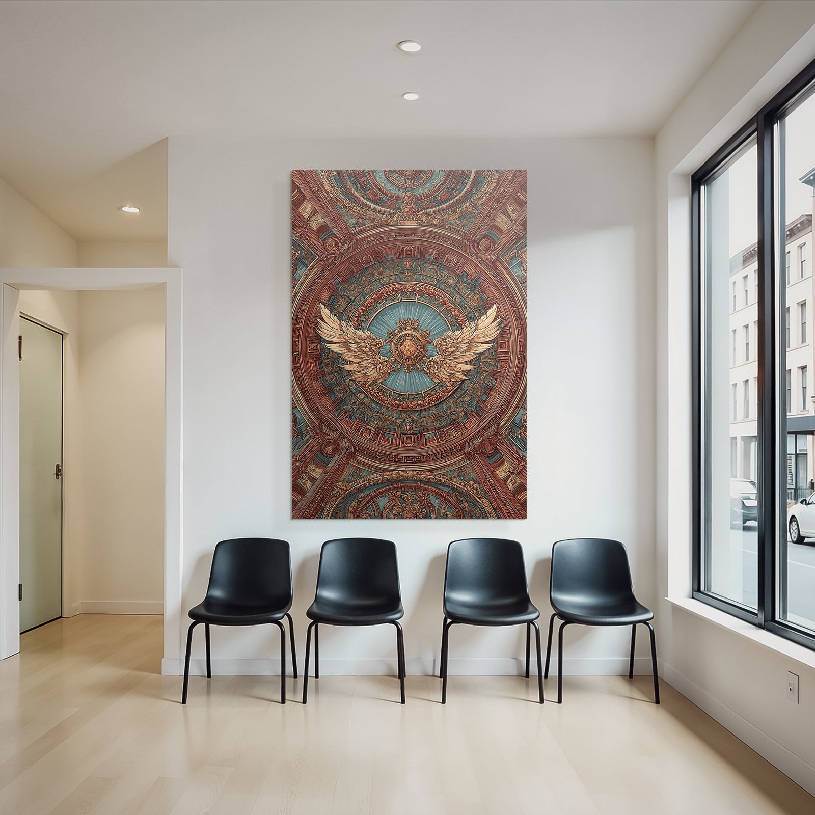 Ornate Decken Design Mit Wingem Emblem E Architektur