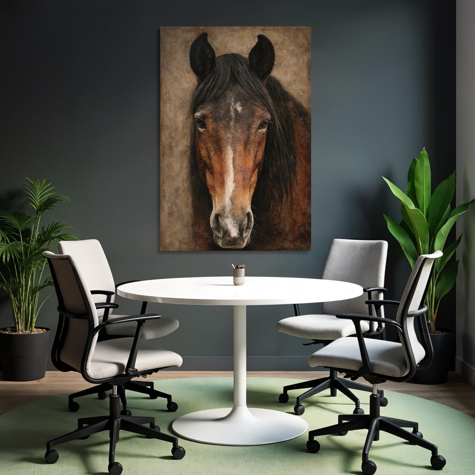 Pferde Portrait Mit Braunem Fell Und Schwarzem Manu Hintergrund