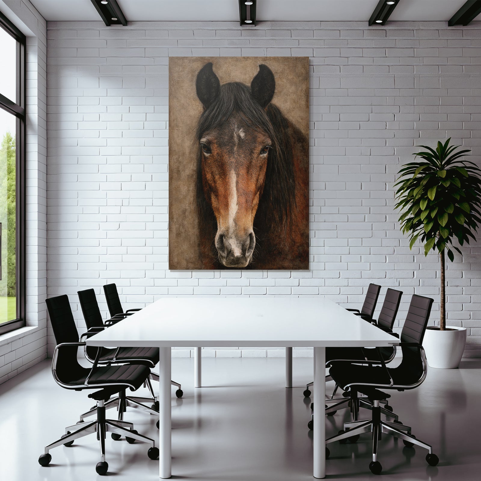Pferde Portrait Mit Braunem Fell Und Schwarzem Manu Hintergrund