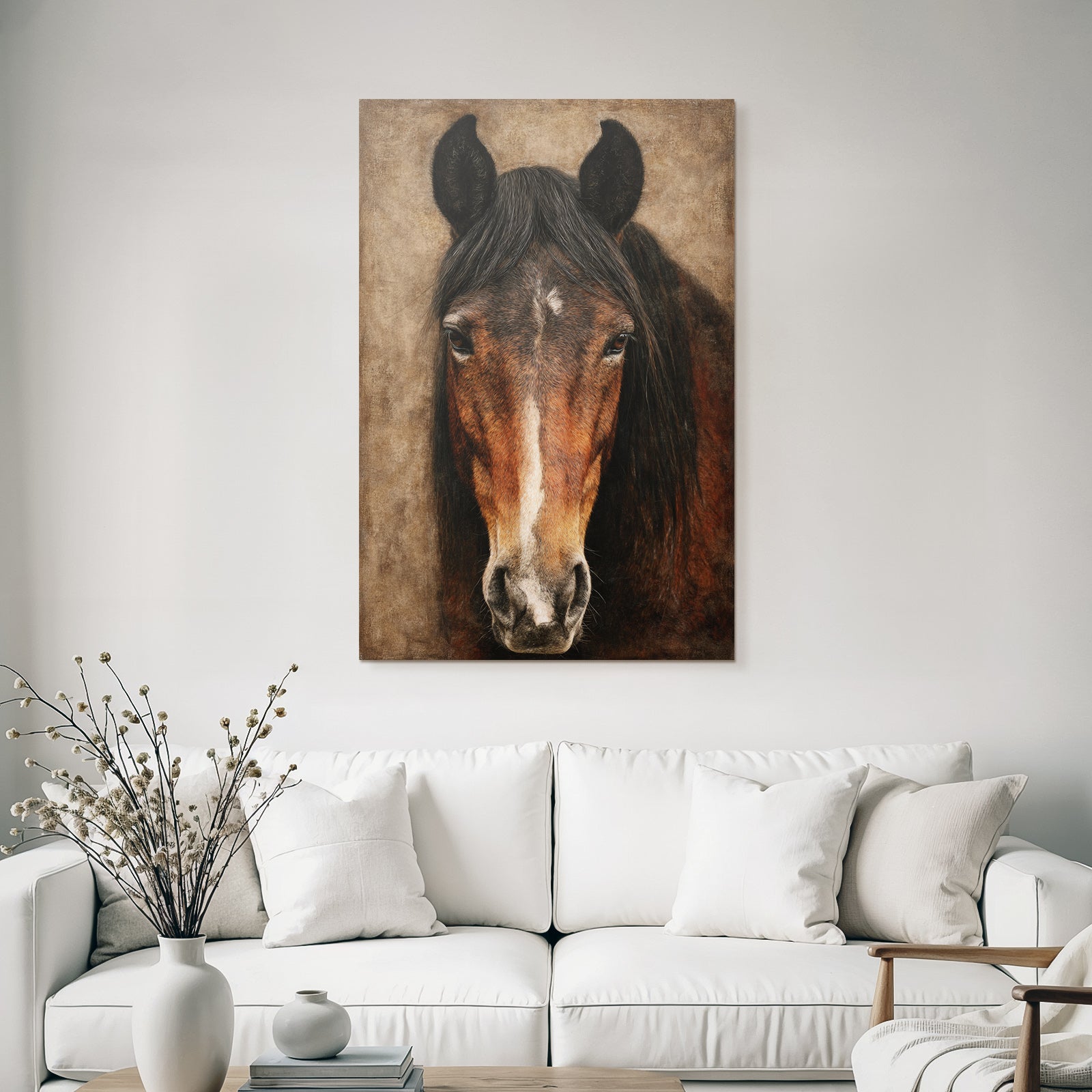 Pferde Portrait Mit Braunem Fell Und Schwarzem Manu Hintergrund