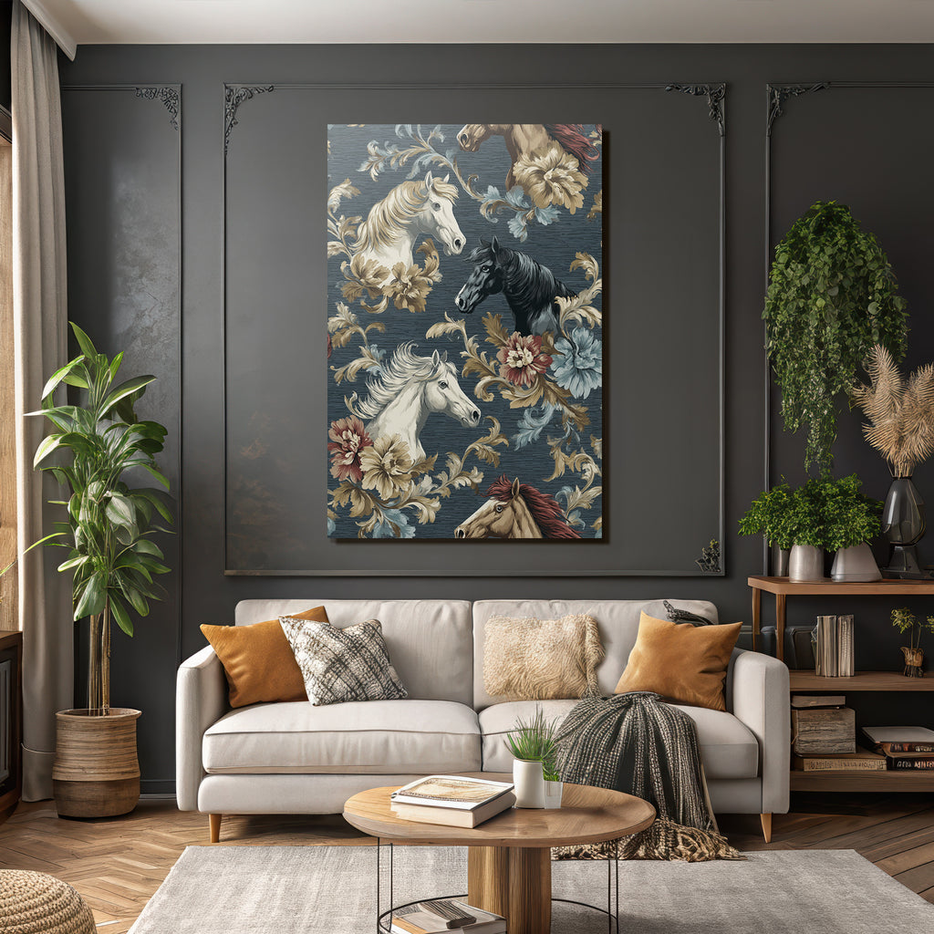 Horse Head Pattern Flora Vintage Design