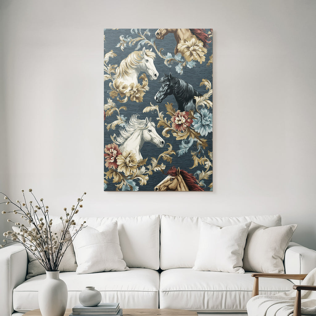 Horse Head Pattern Flora Vintage Design