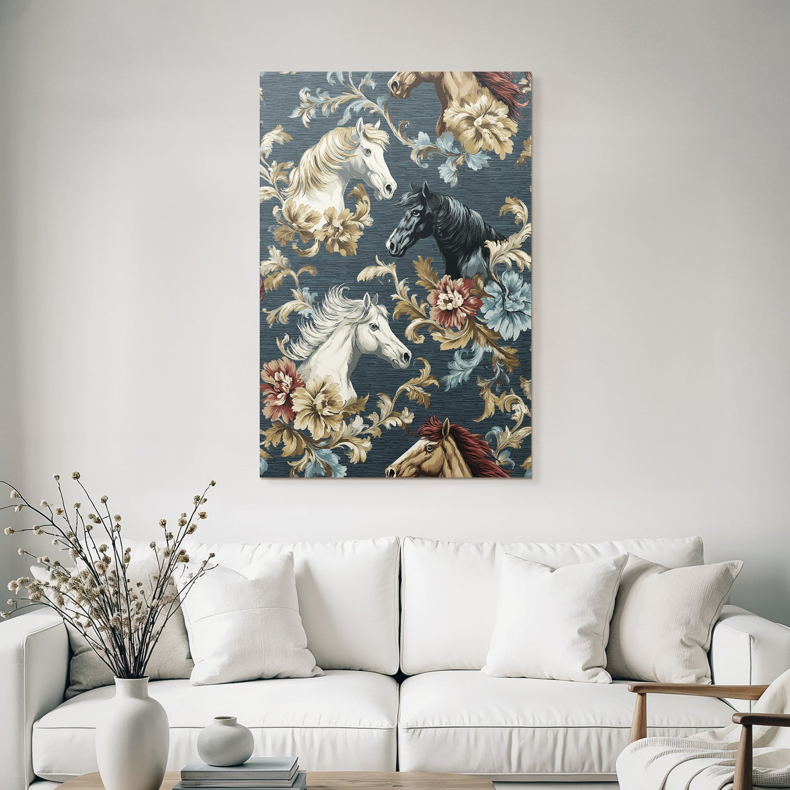 Pferdekopf Muster Flora Vintage Design