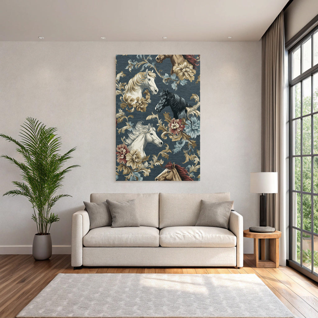 Horse Head Pattern Flora Vintage Design